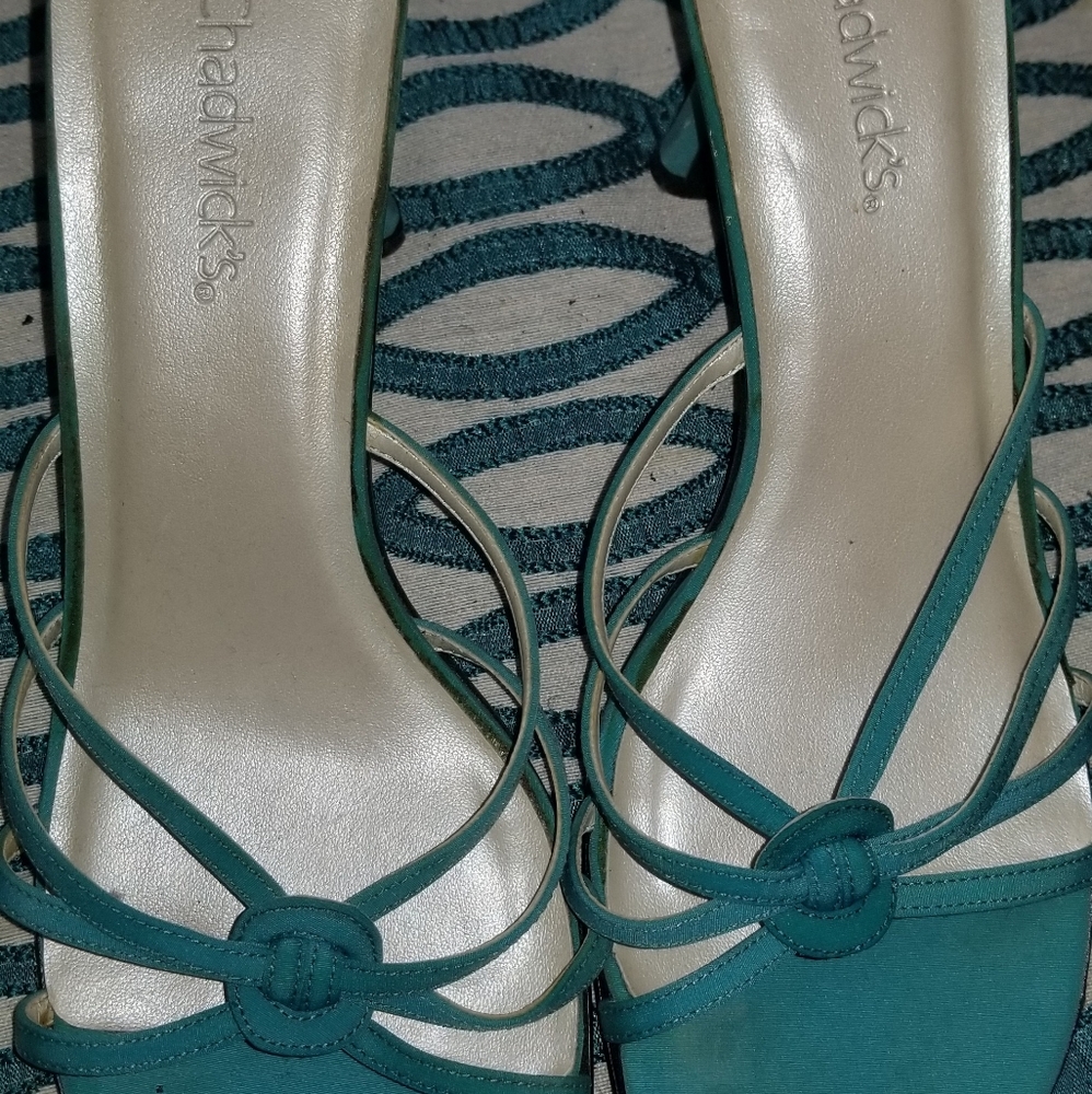 Women's aqua blue leather slip on sandals